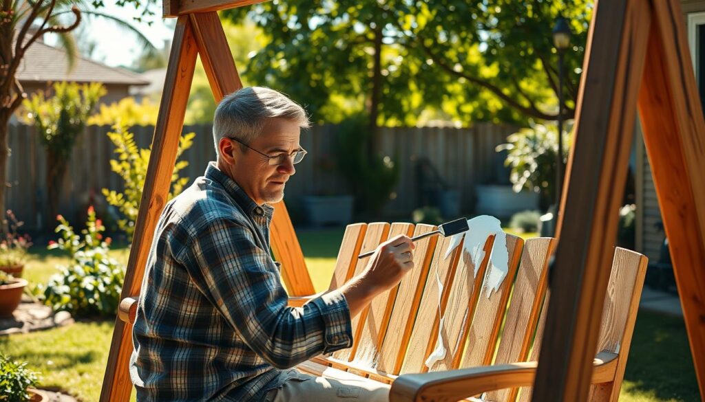 Konserwacja huśtawki ogrodowej z kantówek Konserwacja huśtawki ogrodowej z kantówek