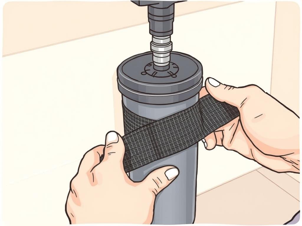 Odkręcanie filtra wody za pomocą paska zaciskowego