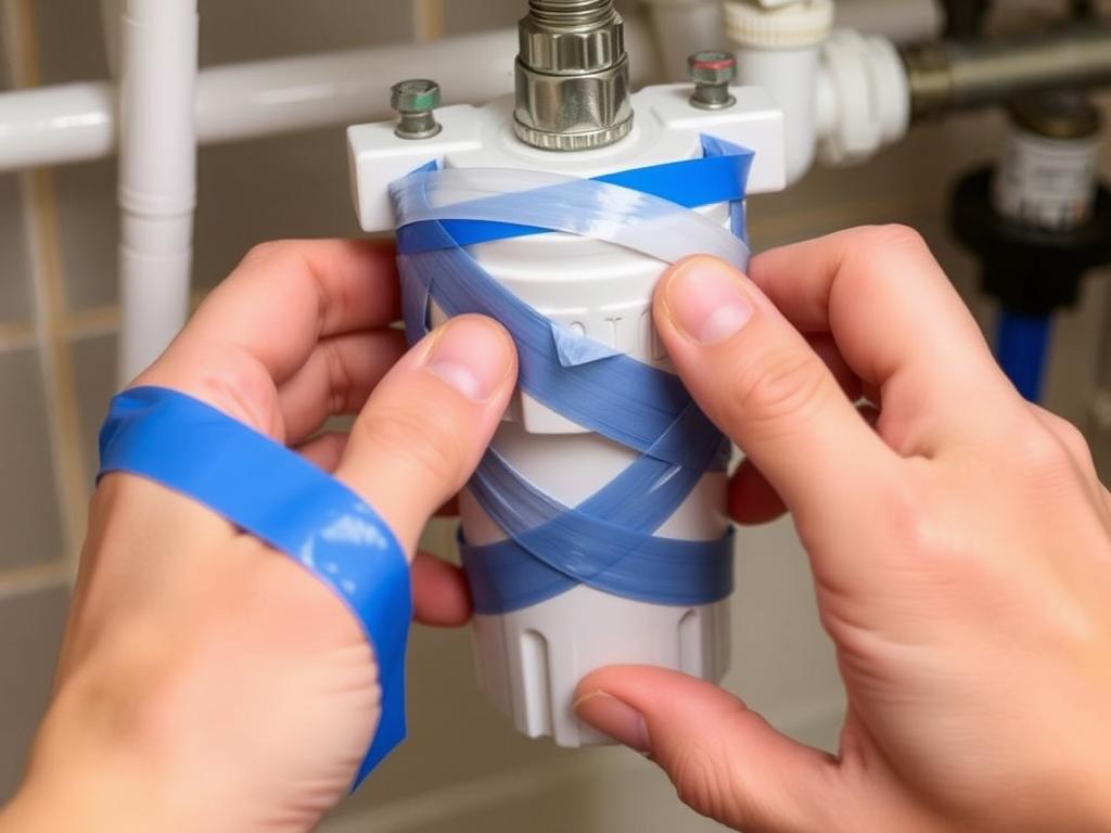 Odkręcanie filtra wody za pomocą taśmy izolacyjnej