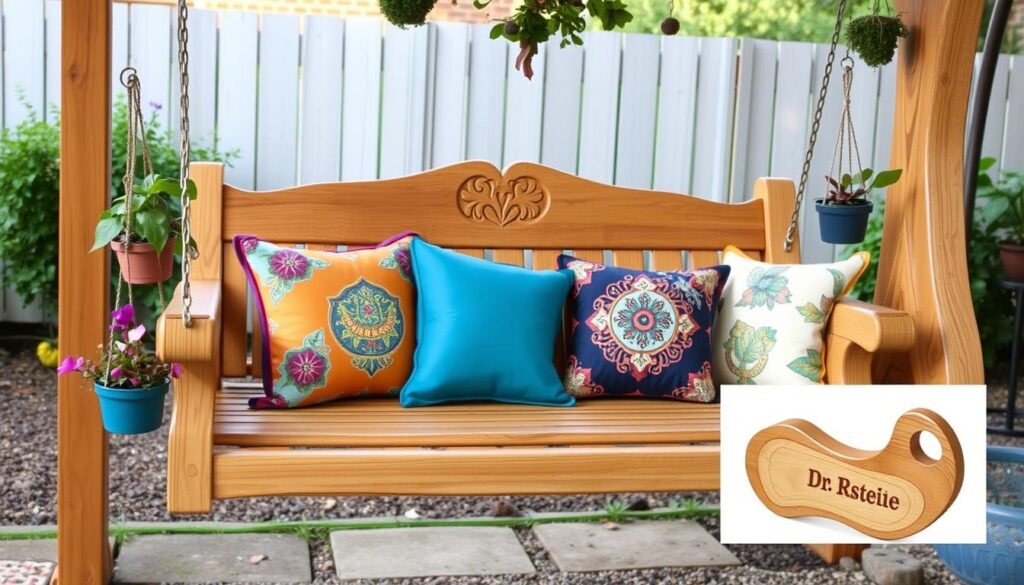 Personalizacja huśtawki ogrodowej z kantówek Personalizacja huśtawki ogrodowej z kantówek