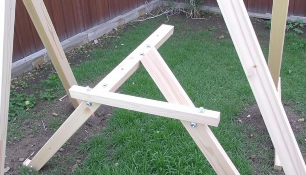 Stabilizacja konstrukcji huśtawki ogrodowej z kantówek Stabilizacja konstrukcji huśtawki ogrodowej z kantówek