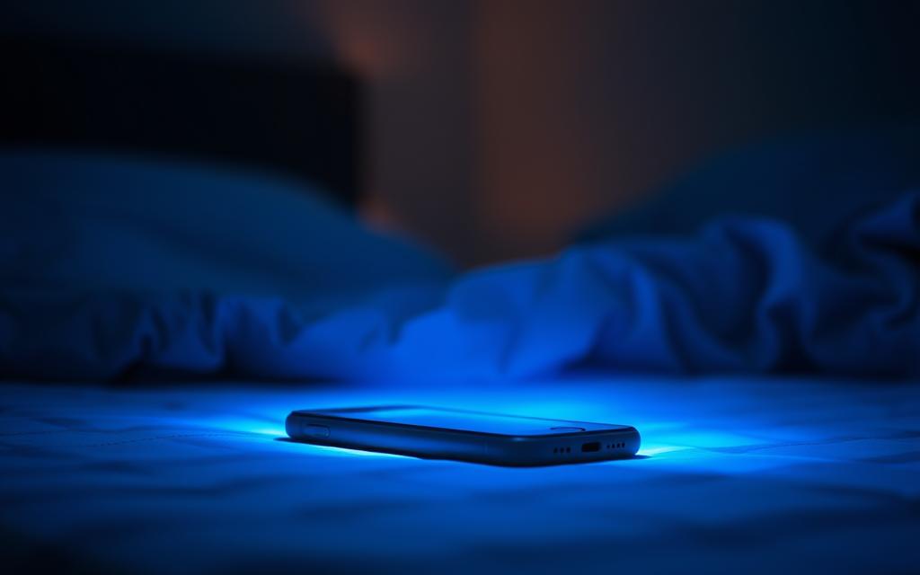 niebieskie światło emitowane przez telefon