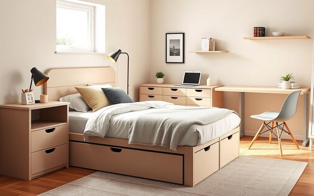 meble wielofunkcyjne w małej sypialni