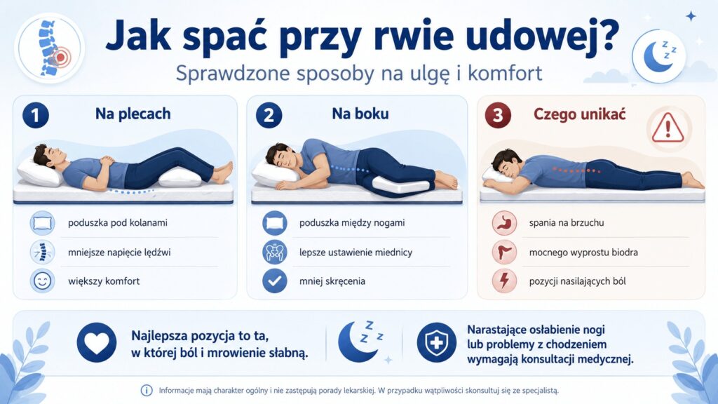 Jak spać przy rwie udowej? Pozycje, które mogą zmniejszyć ból